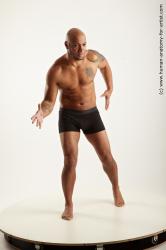 Underwear Man Black Standing poses - ALL Muscular Bald Standing poses - simple Academic